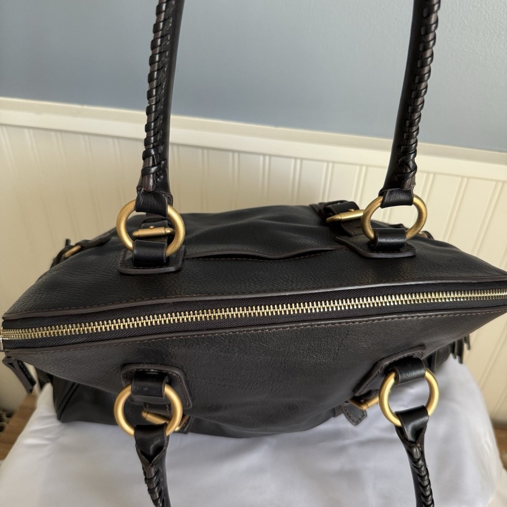 DOONEY & BOURKE Florentine Domed Buckle Satchel Shoulder Bag Purse Black Tassel - Picture 6 of 15